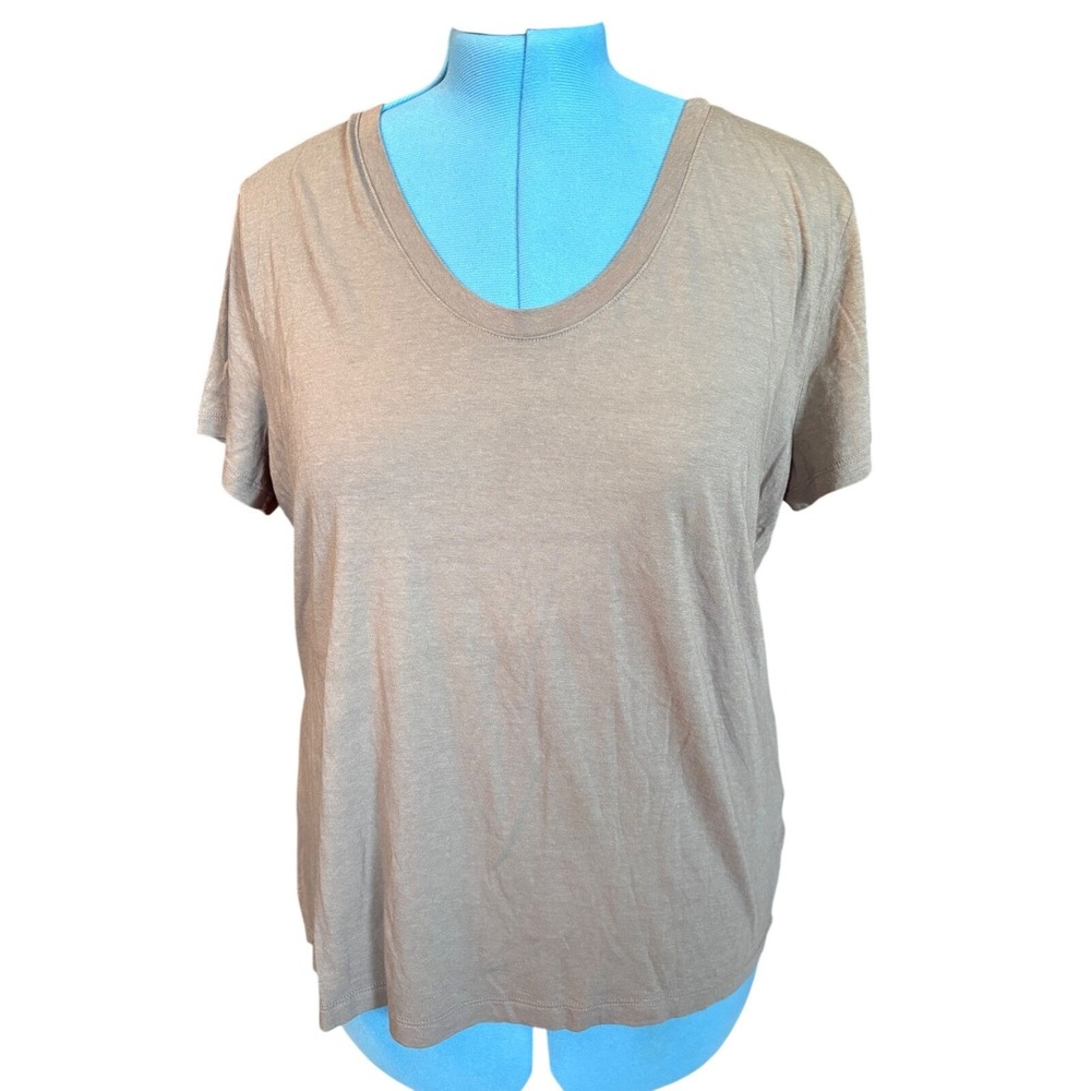 A New Day Womens Scoop Neck‎ Short Sleeve T-Shirt Taupe Brown XXL F16991425